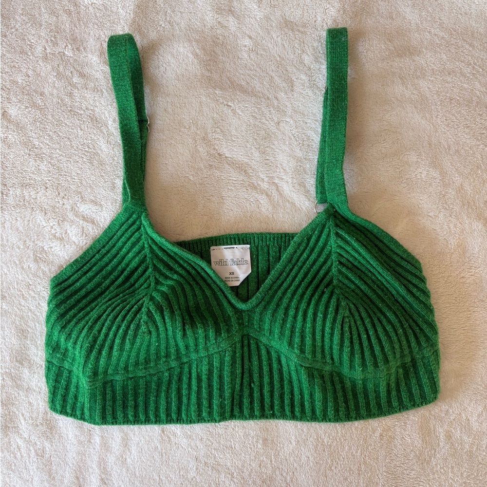Wild Fable Green Ribbed Crop Top
